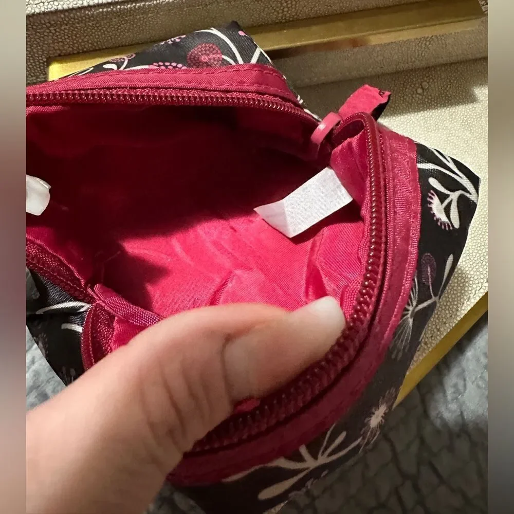 Floral Makeup Bag | Compact & Stylish Floral Black and Pink Women's Bag